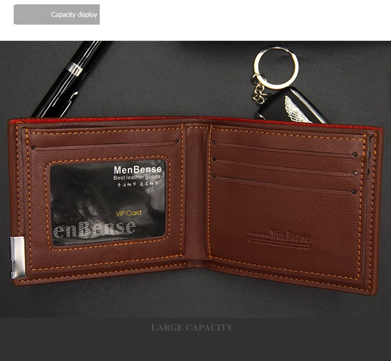 Men Leather Wallet Male Genuine Purse Money Clip Bag Short Small Credit Card Holder Coin Pouch Gift Black 12cm*9.5cm