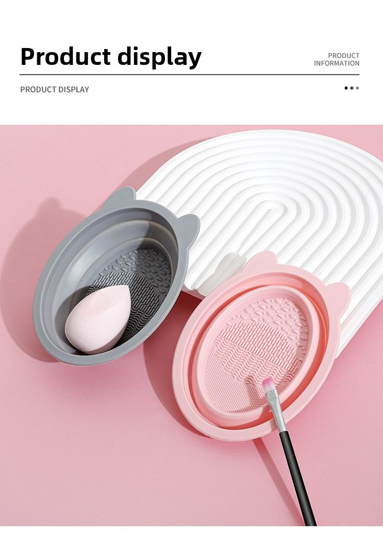 Cosmetic Brush Cleaner Set, Beauty Blender Cleaning Magic Tool, Foldable Silicone Brush Washing Bowl, Powder Puff Cleaning Agent Liquid Tools