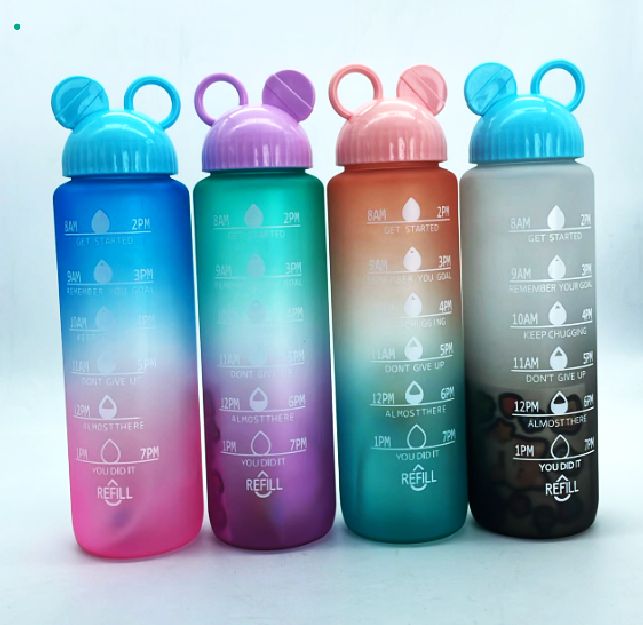 32oz 1000ml BPA Free Leak Proof Tritan Gym Drinking Clear Bottle Fitness Sports Water Bottles With Time Marker