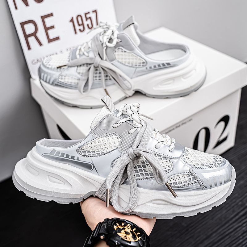 Youth Men Breathable Slip On Loafers Sneaker Teenagers Lace-Up Fashion Casual Footwears Male Platform Sports Shoes Daily Leisure