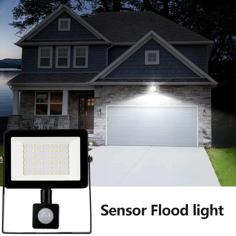 AUNONT LED Sensor Floodlight 20W 30W 50W IP65 Outdoor Waterproof Garden Corridor Light Body Light Control Floodlight Motion Sensor Reflector LED Floodlight Outdoor 10W Motion Sensor Reflector LED Floodlight 50W 100W 150W Garden Lighting Spotlight