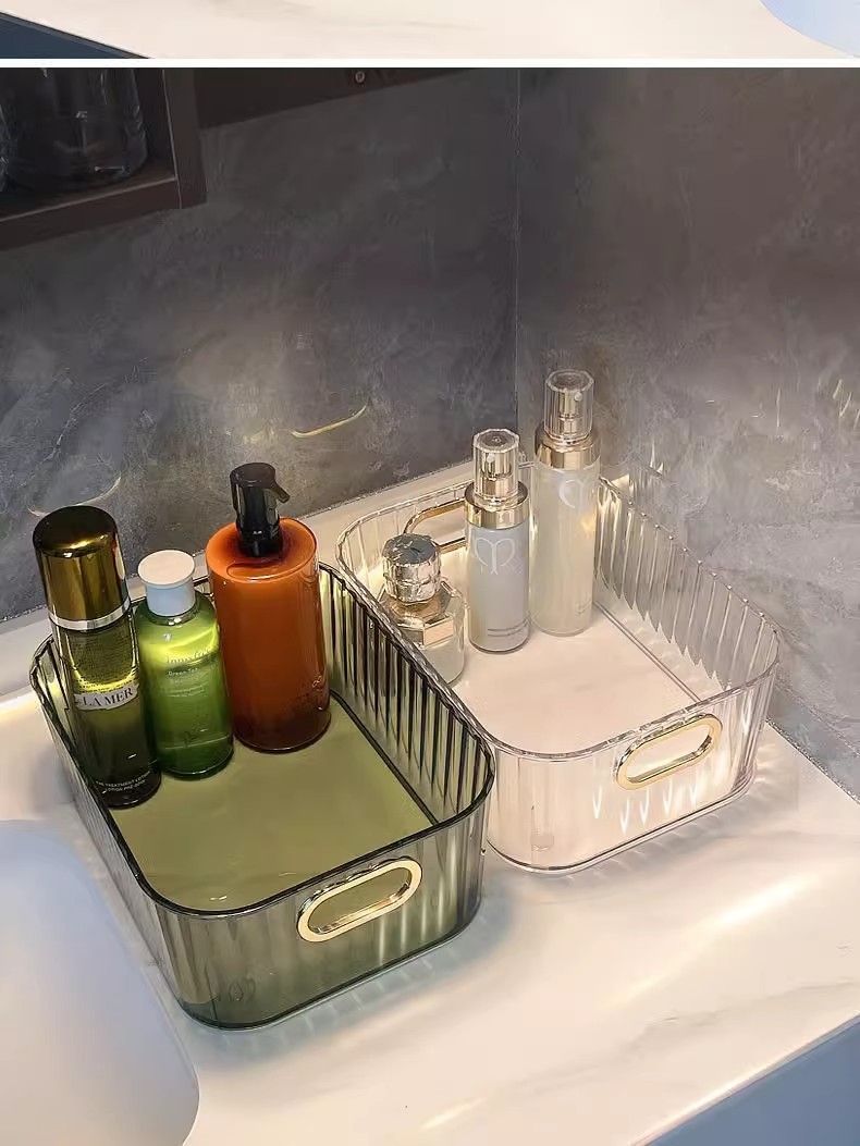Light Luxury Transparent Acrylic Cosmetic Storage Box Desktop Storage for Snacks Masks Skincare Vanity Organizer