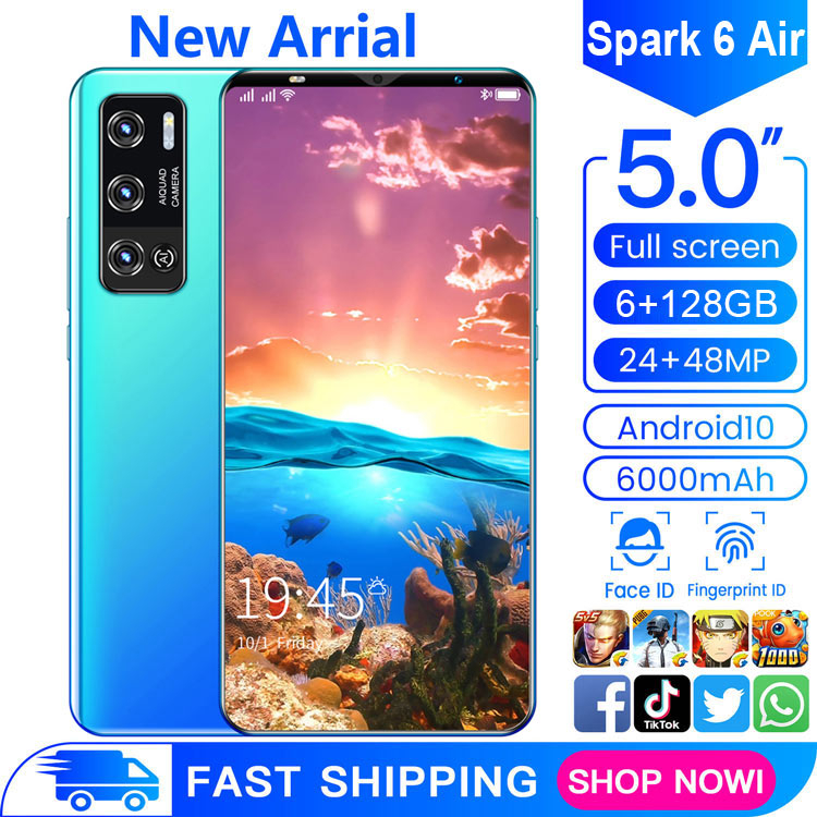 Spark 6 Air Smartphone 5.0Inch Full screen 4GB RAM+64GB ROM Dual Sim Dual Standby Face Recognition Mobile Phone