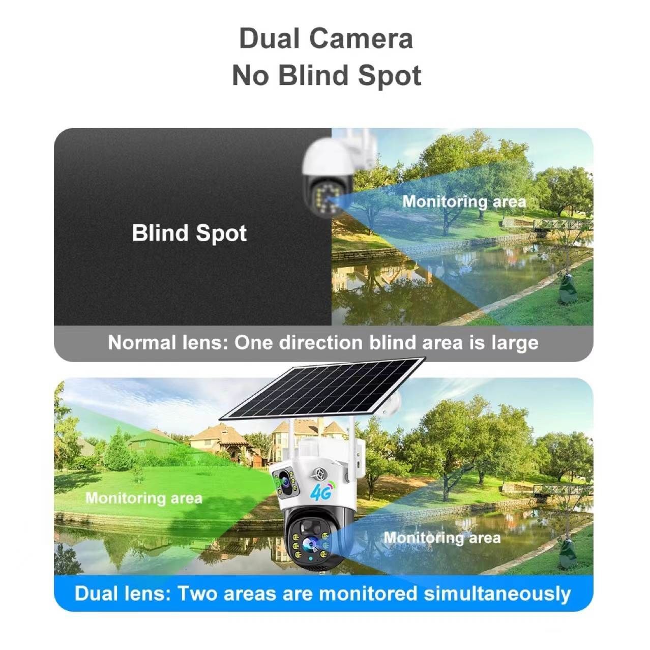 2K Solar Security Cameras Wireless Outdoor, 2 Pack 360 View Pan/Tilt WiFi Security Camera Outside with Color Night Vision,Easy to Install, PIR Alarm, 2-Way Audio
