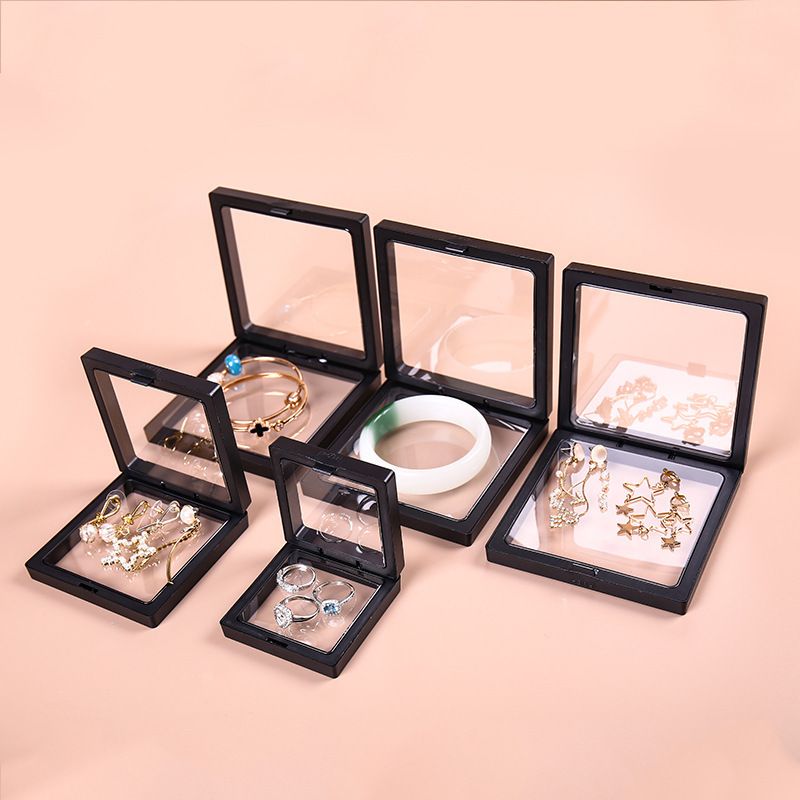 PE0001 10Pcs Black/White 3D Floating Frame Display Holder Stands Box for Ring Necklace Bracelet Earring