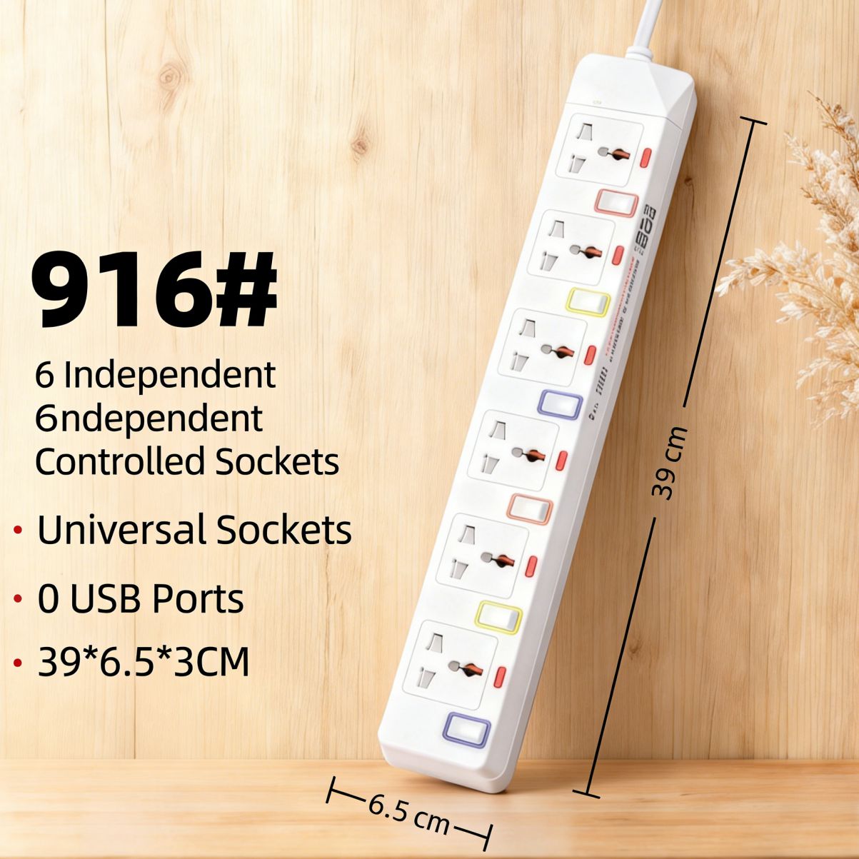 UK Standard Power Strip with USB Ports, Universal Travel Multi Socket Extension Cord, British 3 Pin Plug Adapter for Home and Travel
