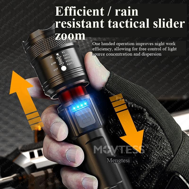  Super Bright LED Torch - USB Rechargeable, Telescopic Zoom, Outdoor Emergency Household Flashlight, Waterproof for Camping Home Emergency