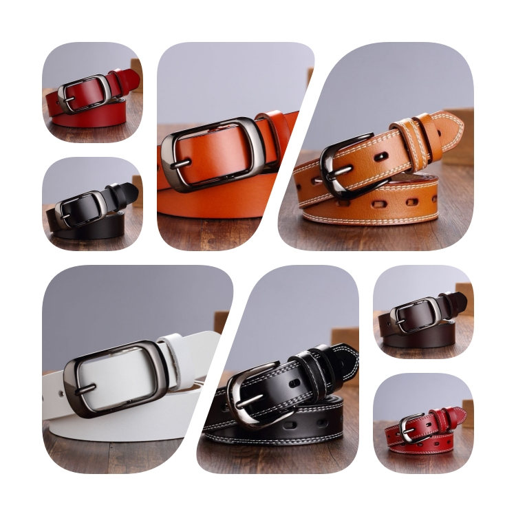 Ladies belt CRRshop free shipping best sell Women's leather belt, cowhide leather, women's belt, needle buckle decoration, fashionable and versatile red white black coffee brown