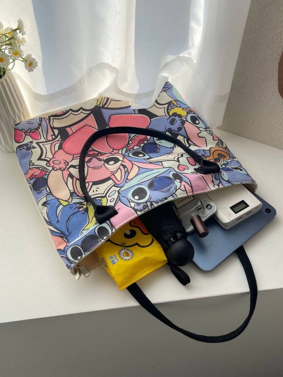 MISS DG Stitch bag shoulder bag large capacity tote bag cartoon cartoon Stitch cute ladies travel bag