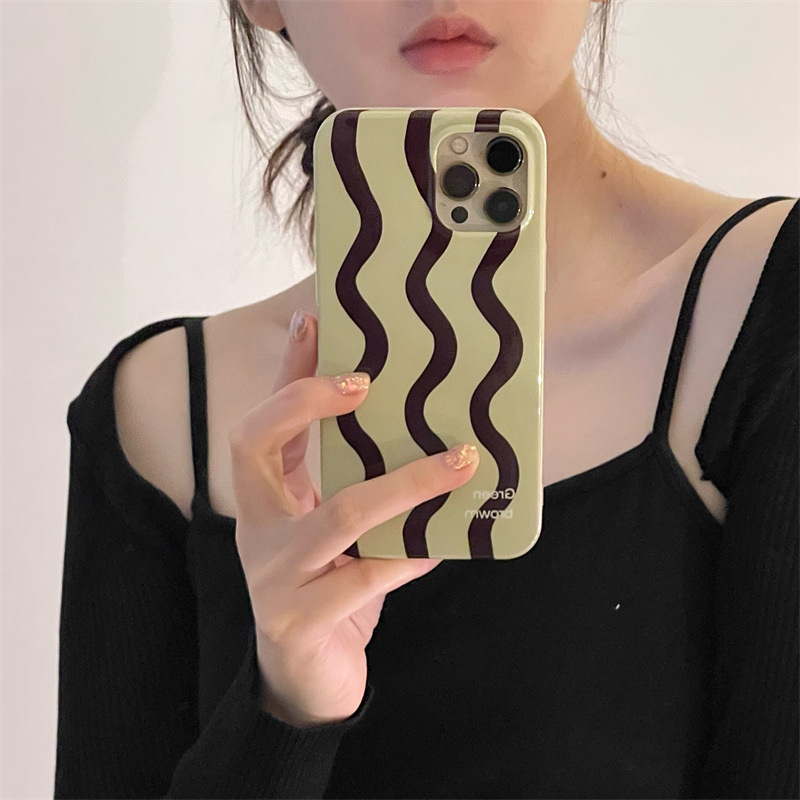 Dark Brown Wavy Pattern Phone Case for iPhone 14 13 12 11 Pro Max Tpu Case Cover for Apple Mobile Phone
