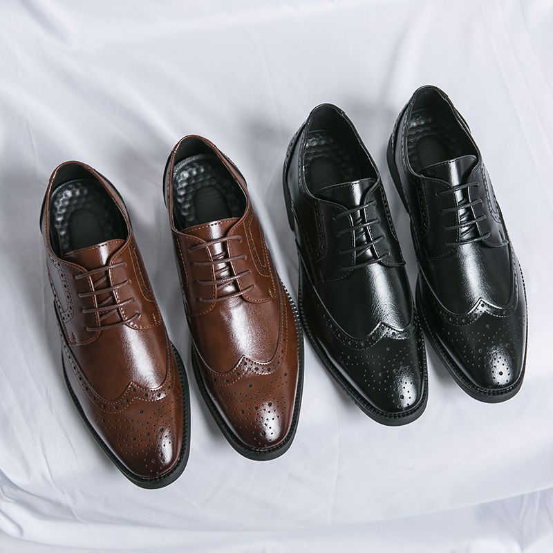 Men Oxford Brogue Leather Shoes Man Elegant Dress Formal Shoe Male Footwears The Suit For Official Office Wedding Party Business
