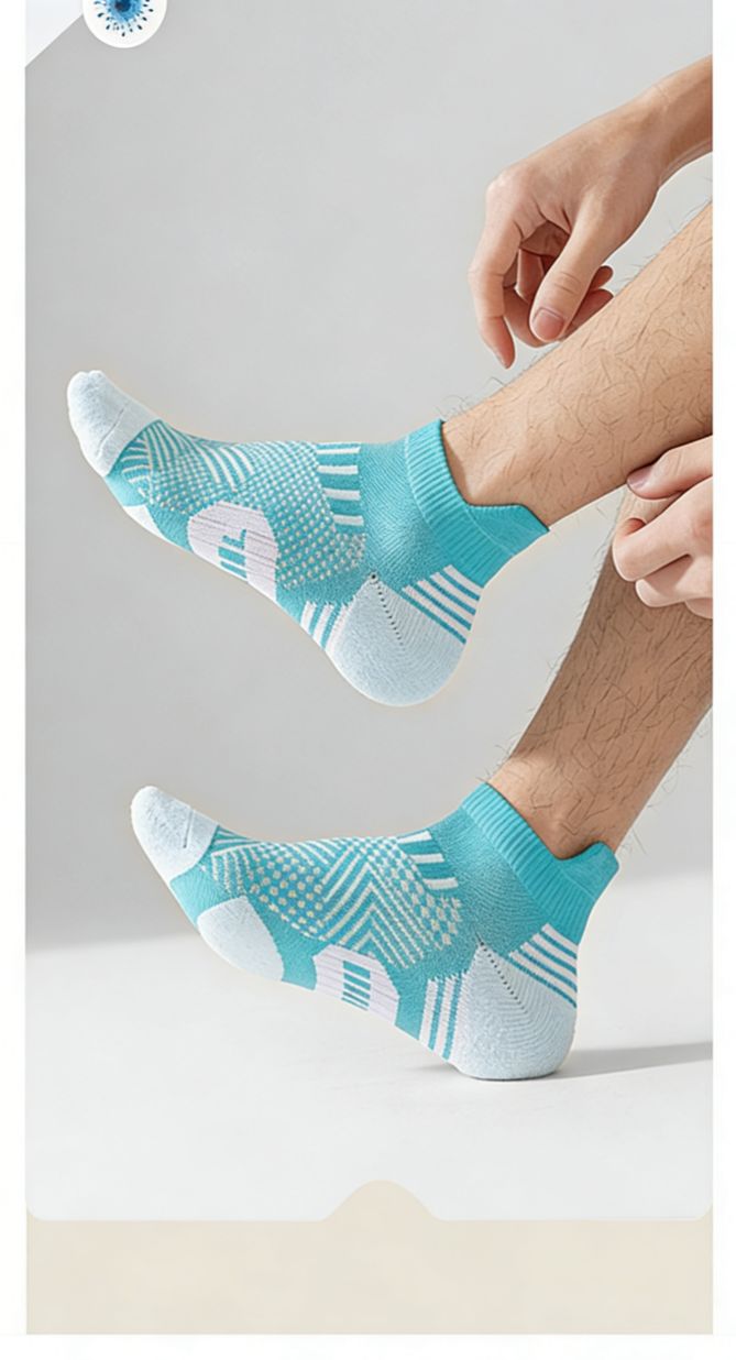 Men's Professional Sports Socks, Quick Dry Fitness Running Socks, Thickened Heel & Toe, Wear Resistant Non-Slip Low Cut Socks for All Seasons
