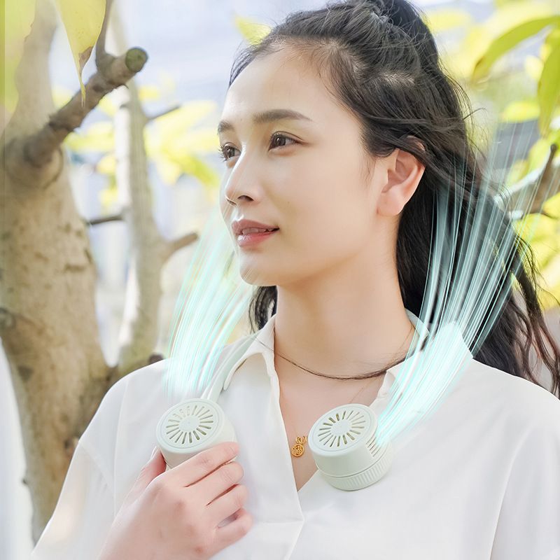 Portable neck fan, air conditioning fan, foldable neck fan, silent portable mini wearable battery powered USB charging 360 degree rotating fan
