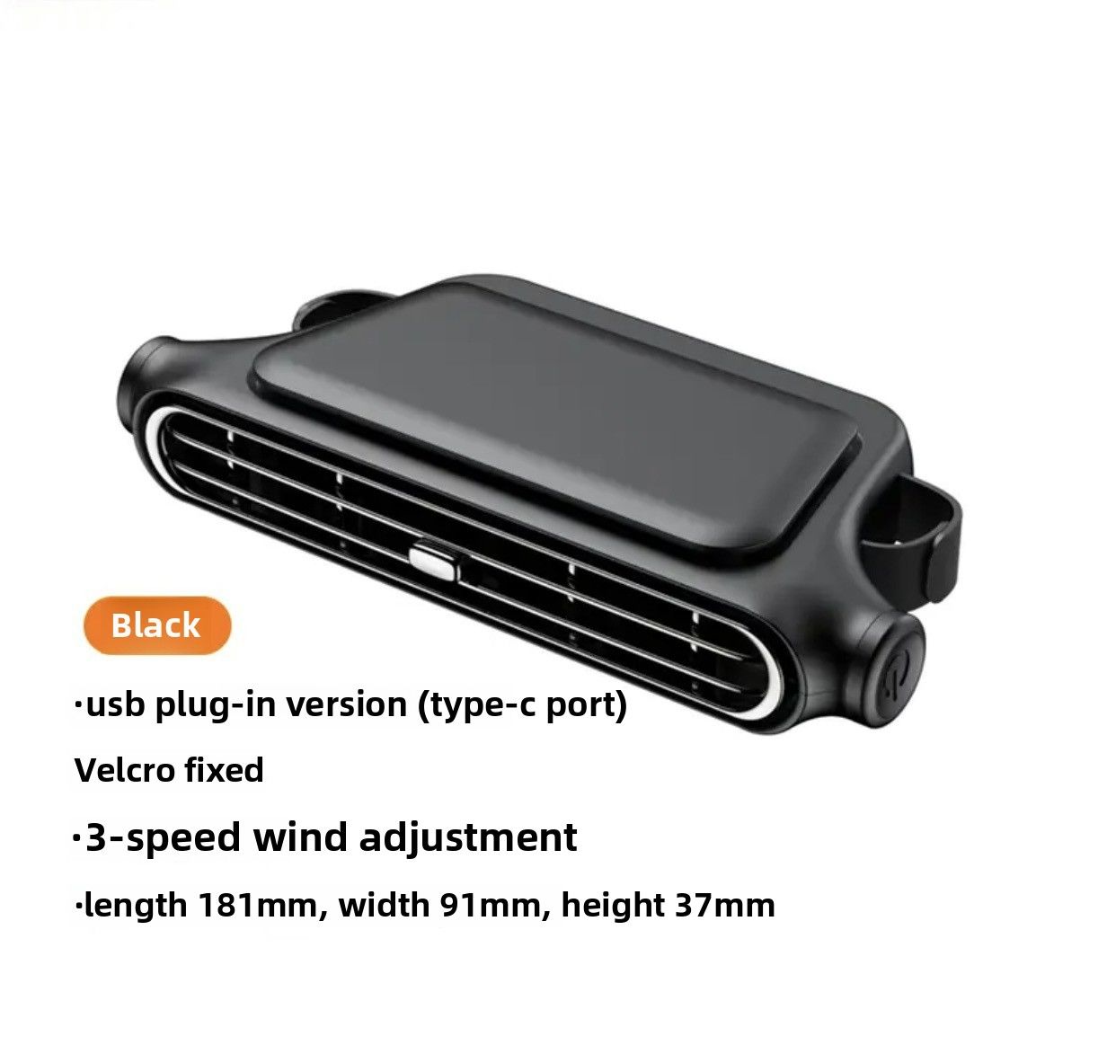 2025 creative new product car seat fan, USB plug-in bladeless rear pillow cooling back seat fan for car.KLX05 black