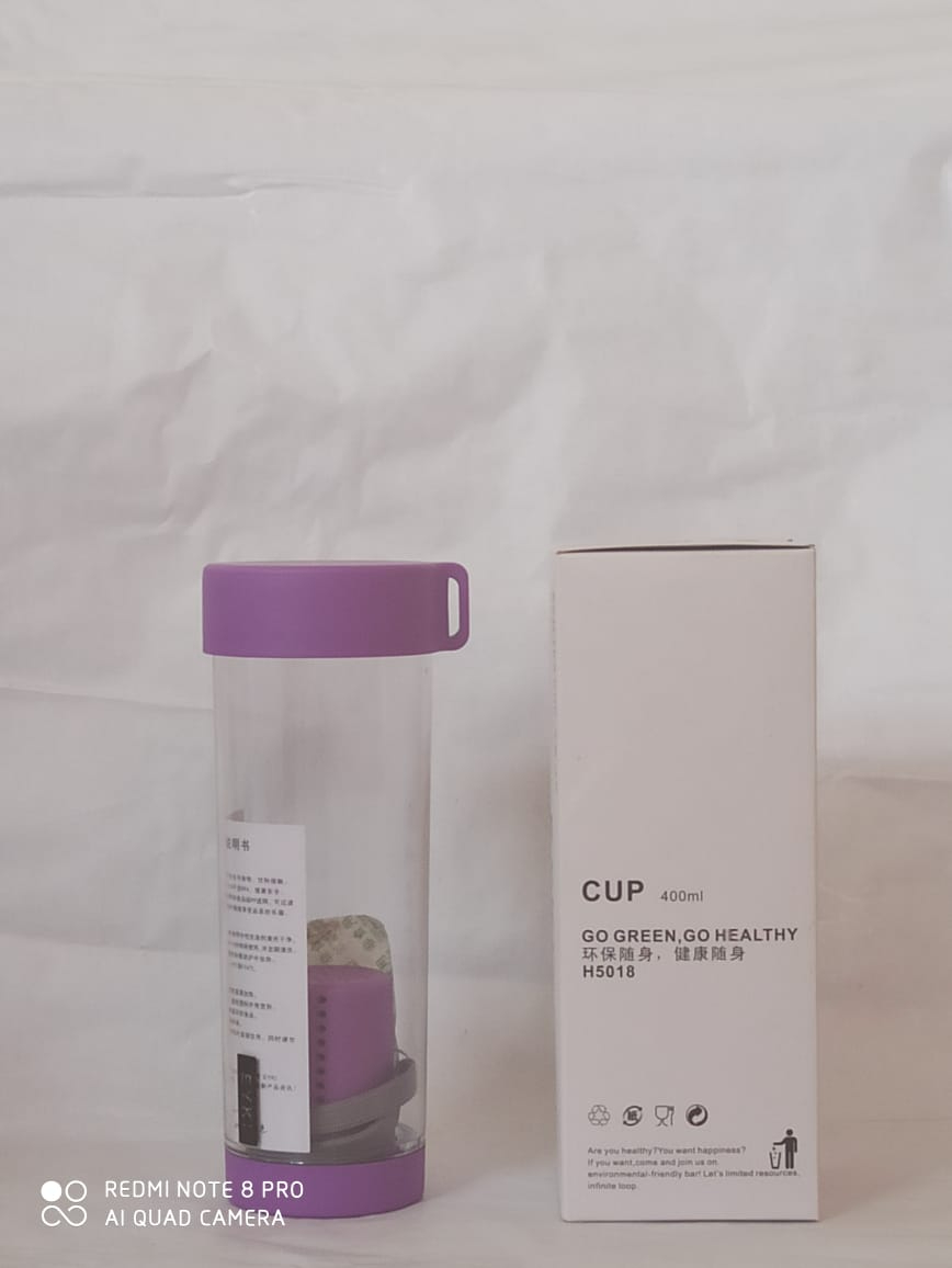 Aurora EYKI Style Portable Plastic Tea Cup, Healthy Food Grade with Filter/Rope, Leakage-proof for Daily Drink/School/Outdoor/Office-400mlPurple