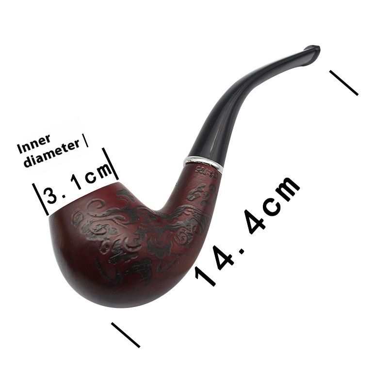 Exquisite 705 carved wooden pipe with solid wood tobacco scoop