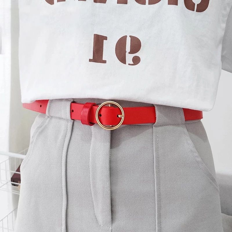 Women's Side Deposition Golden Buckle Jeans Wild Belts