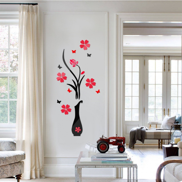 Flower Tree Crystal Arcylic 3D Wall Stickers Decal Home Decor Wall Stickers for Bedroom Wall Decor 