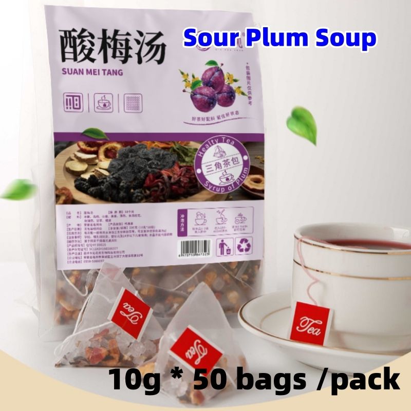 Chinese Tea Sour Plum Soup Tea Osmanthus Old Beijing Flavor Dried Black Plum Plum juice Drink Tea Bag CRRSHOP Independent triangular tea bag Sour Plum Soup