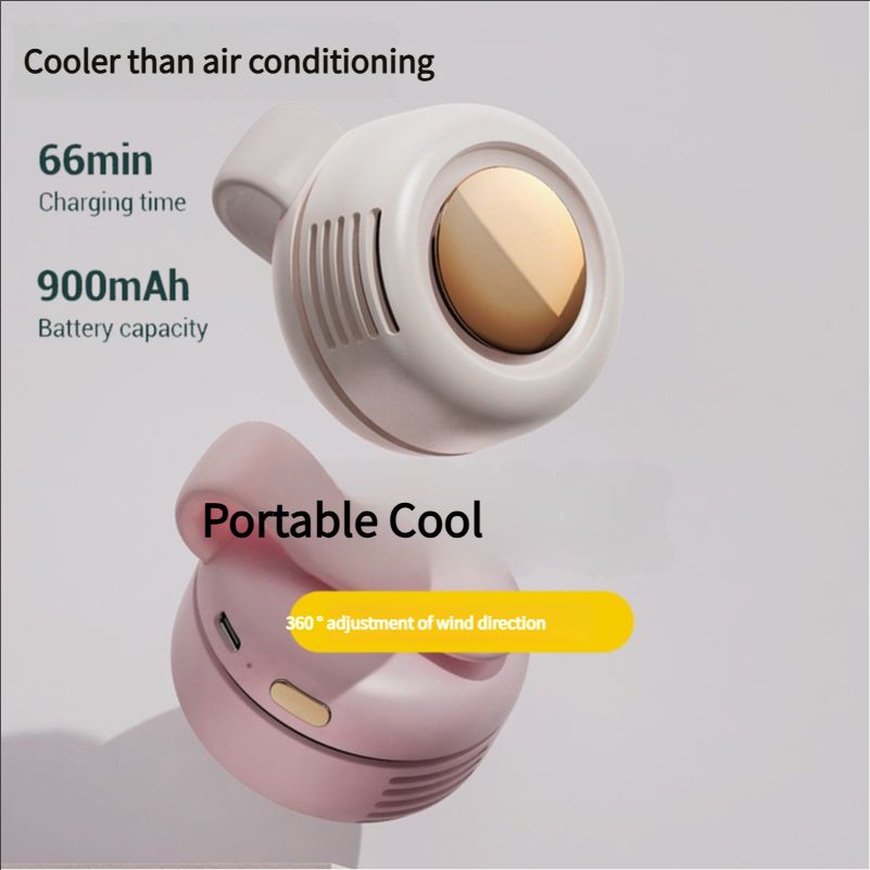 Small cyclone neck hanging small fan mini waist hanging portable handheld desktop USB charging bladeless fan