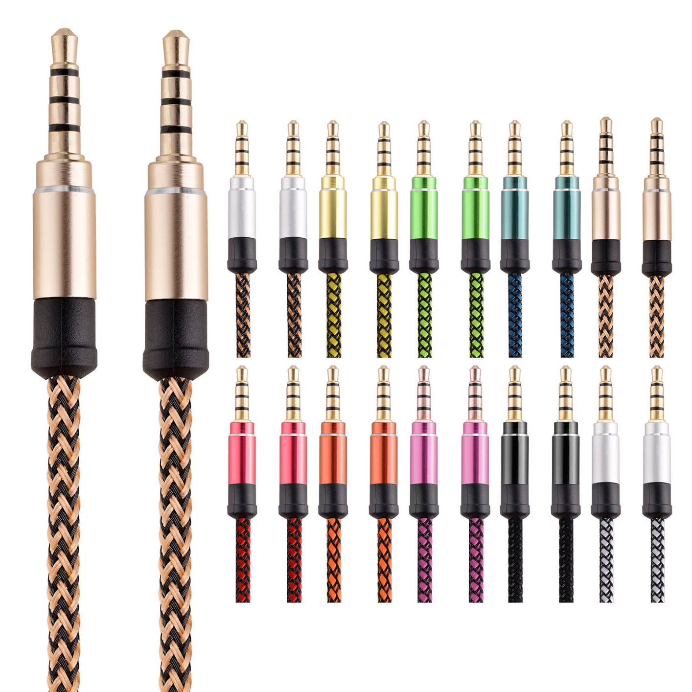 AUX Cable 4 Pole, 3.5mm to 3.5mm Auxiliary Stereo Audio Nylon Braided Aux Cord Compatible Car Home Stereos,Speaker,iPhone iPod iPad,Headphones,Sony