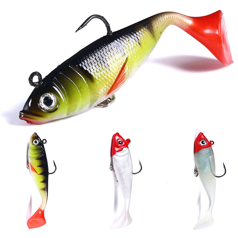 2pcs Jig Head Soft Fishing Lures, Paddle Tail Swimbaits for Bass Fishing, Shad or Tadpole Lure with Spinner, Premium Fishing Bait for Saltwater Freshwater, Trout Crappie Fishing