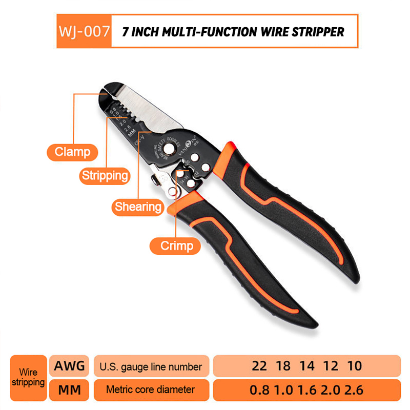 Tools power 175mm wire stripping pliers wire cutting pliers multi-function ring crimping pliers electrician stripping wire stripping pliers tool