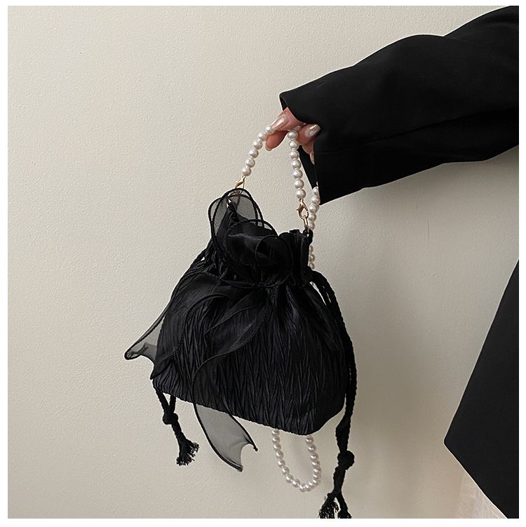 2025 Summer Trendy New Women's Bag, Pearl Pleated Crossbody Bag for Women, Fashion Versatile Single-Shoulder Bag, Korean Niche Texture Ladies' Bag