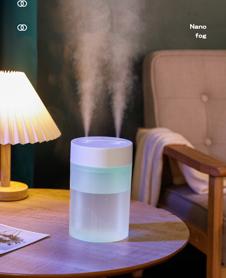 1.6L Air Humidifier Single Nozzle, USB Power Supply, Suitable for Study Room, Bedroom, Baby Room, Office, Car, With 7 Color LED, Air Humidifier, Can Be Used for Facial Moisturizing
