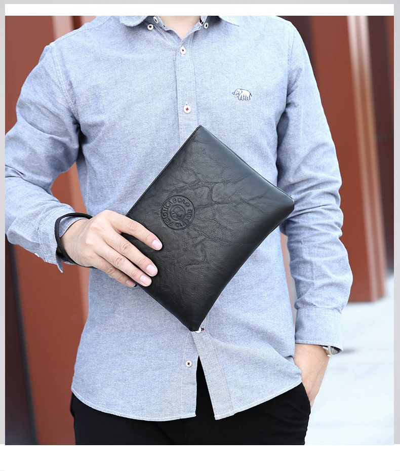 Men's 2024 new casual men's handbag pu soft leather men's bag mobile phone bag large capacity wallet 023-3316