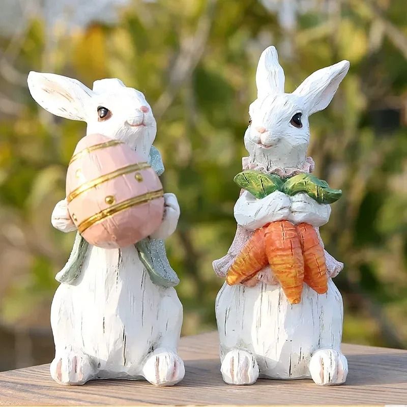 AUNONT DIY Straw Rabbit Exquisite Hand Gifts for Easter Decoration - Simulation Bunny Home Garden Ornaments for Easter Celebration