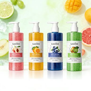 SADOER Fruit Scent Exfoliating Body Wash 300ml, Natural Fruit Extract Shower Gel, Moisturizing Deep Cleansing Body Scrub Wash, Long Lasting Fragrance Body Cleanser for All Skin Types