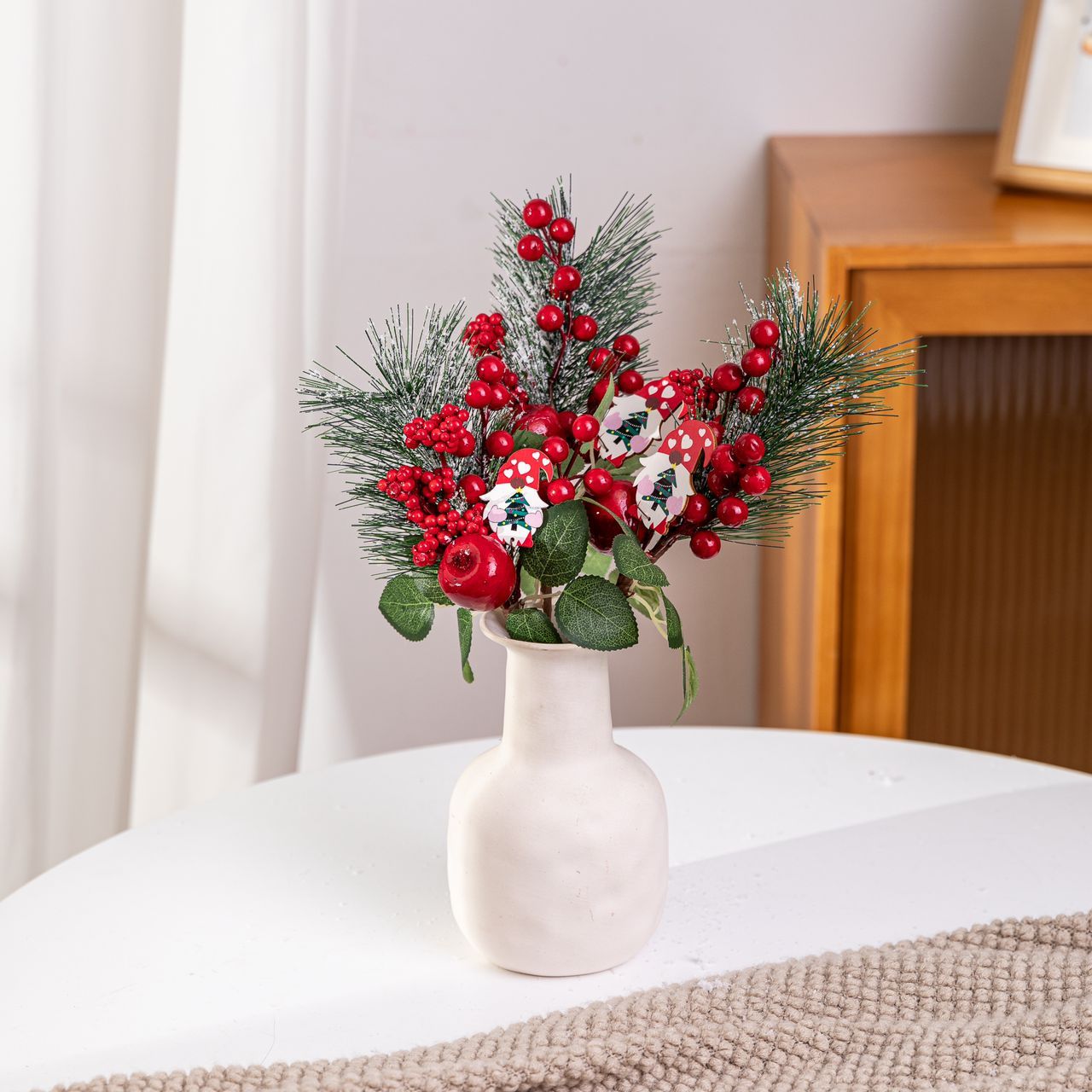 1PCS Christmas Berry Artificial Pinecone Red Fruit for Christmas Decoration Flower - Faux Pine Tree Branches