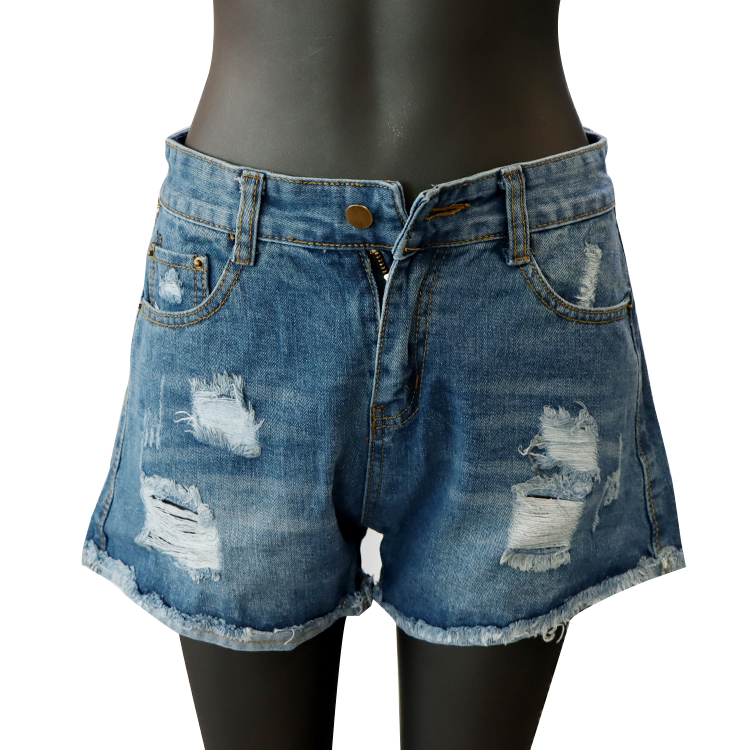 Womens High-Waisted Stretchy Cutoff Cotton Denim Jeans Shorts