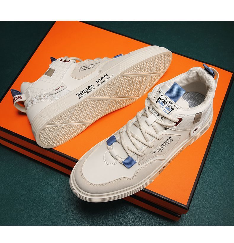 Skateboarding Shoe New High Top Shoes for Spring Summer Men's Flat Bottomed Board Shoes Trendy Versatile Student Casual Single Shoes for Men
