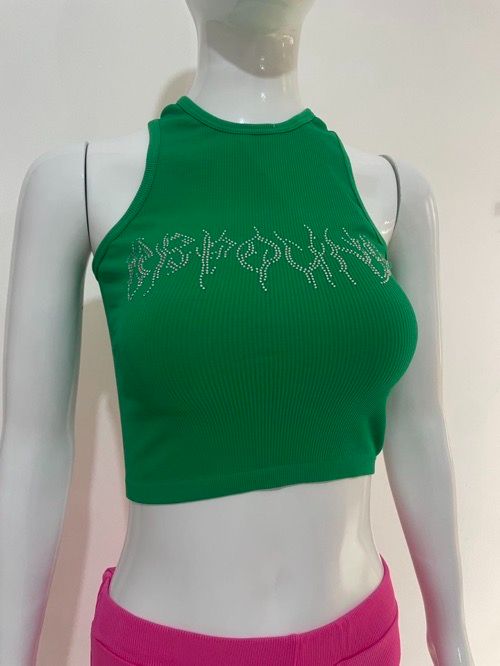 New solid color round neck sleeveless pullover hot diamond crop top casual slim crop top casual sexy little vest