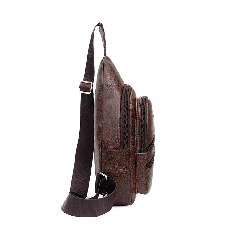 Men's chest bag 2023 new Korean shoulder bag diagonal bag casual fashion trend pu small backpack
