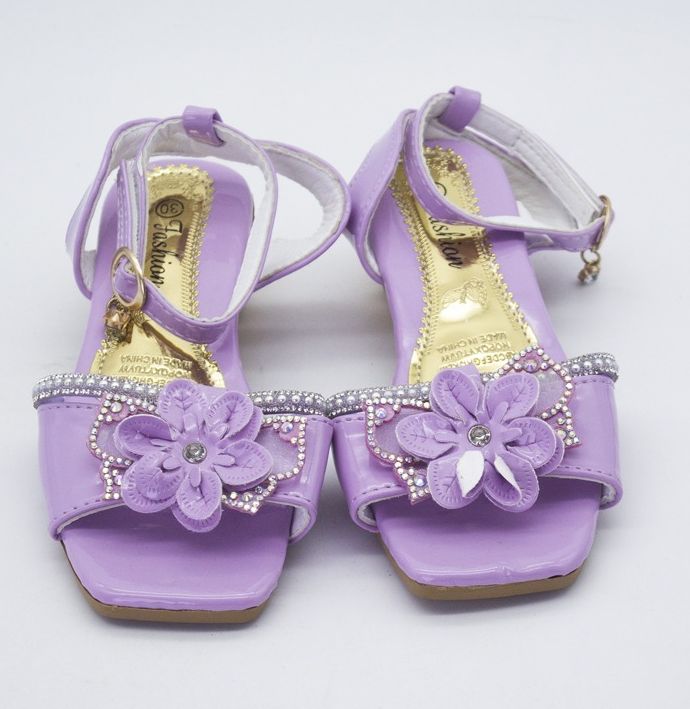 Girls fashion diamond butterfly glitter design purple sandals