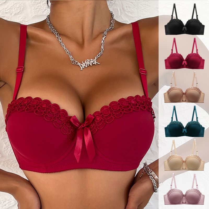 New  Women Underwire Bra Delicate Butterfly Embroidery Design Anti-Slip Shoulder Strap Sexy Lingerie Full Coverage Minimizer Brassiere For Large Bust, Comfort Daily Wear Ladies Underwear