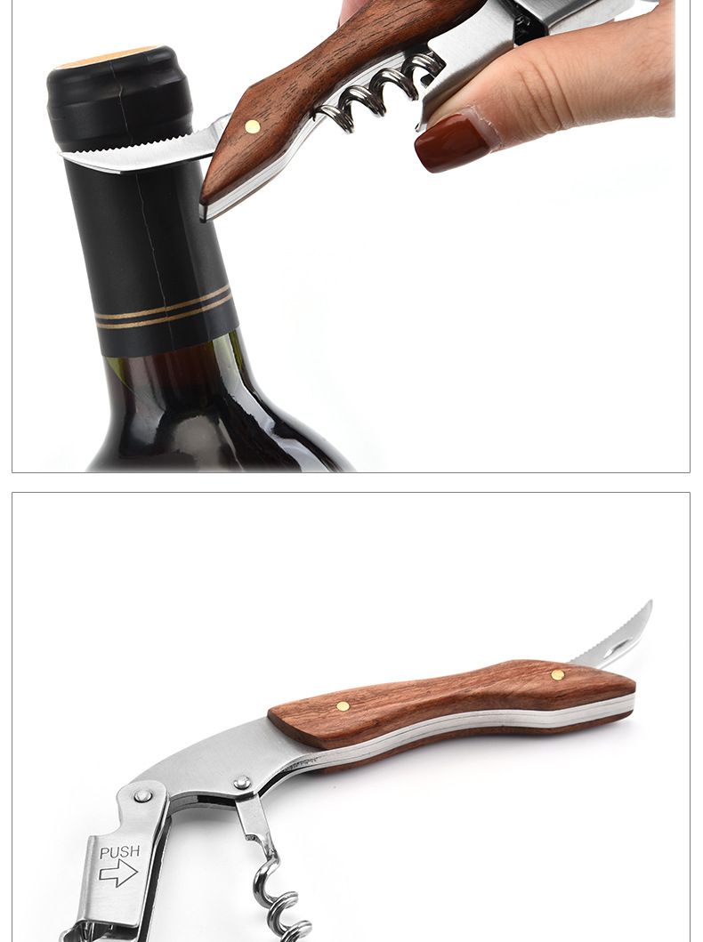 Creative Haima Knife Red Wine Bottle Opener Multi functional Stainless Steel Pear Wood Wine Beer Bottle Starter Wine Opener
