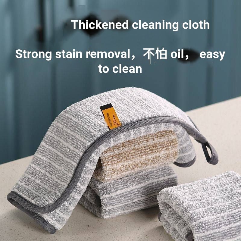 Thickened Bamboo Charcoal Fiber Kitchen Dish Towel, Super Absorbent Quick Drying Cleaning Rag, Lint Free Oil Removing Wipe for Dish Washing & Household Cleaning