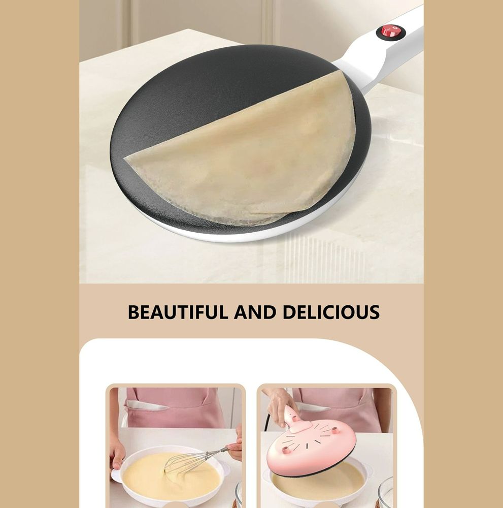Electric Crepe Maker 8 Inch,  Portable Crepe Maker & Hot Plate Cooktop On/Off Switch, Nonstick Coating, Automatic Temperature Control, Easy To Use For Pancakes, Blintz, Chapati