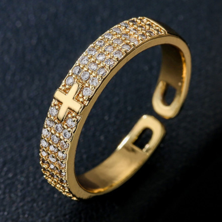 Jesus Cross Ring unisex gold Open Ring holiday gift men women jesus ring CRRSHOP male female Adjustable opening ring gifts