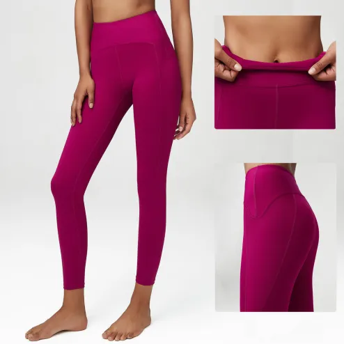 C136 Ladies High Waist Solid Color Gym Sports Seamless Leggings Cross Waist  Yoga Pants