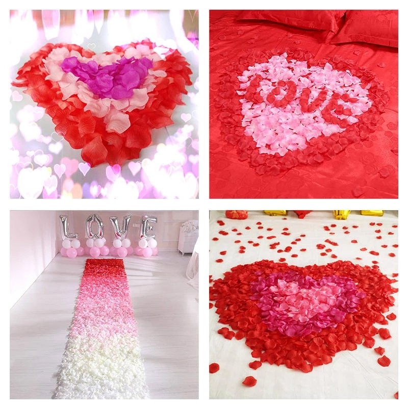 HBDZ 1000pcs Colorful Artificial Rose Petals Wedding Petalas Birthday Silk Flower Petal Accessories Wedding Romantic Rose Decor
