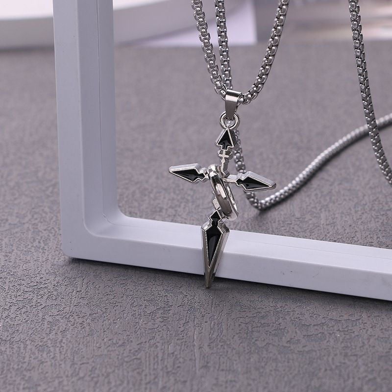 Ring, cross, pendant necklace CRRSHOP cross necklace free shipping Square pearl chain 70cm Cross Drip Oil Ring