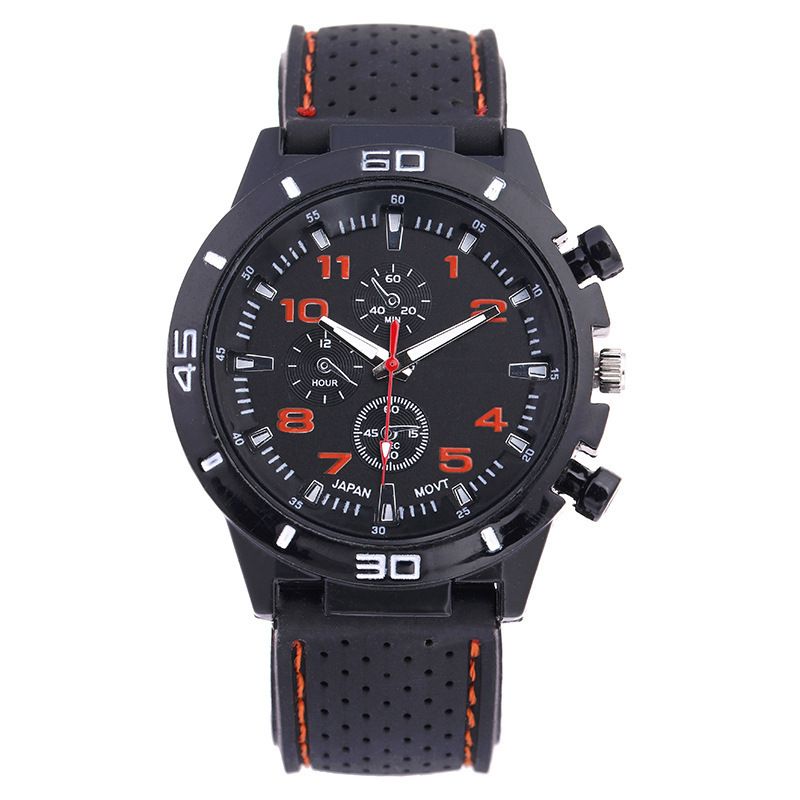 Popular fashion sports men's watch, car line strap, silicone student watch