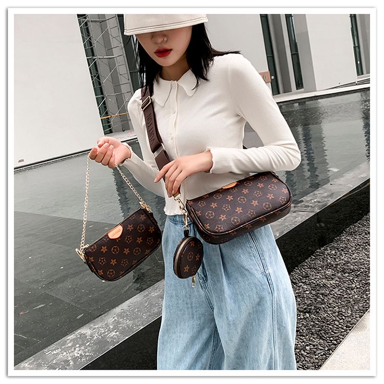 new trendy presbyopia bag 3 piece sets bag one-shoulder lady messenger female bag mini underarm coin purs