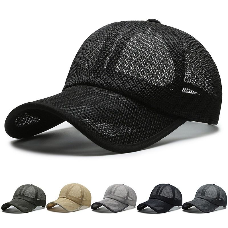 Full Mesh Breathable Baseball Cap Adjustable Quick Dry Sun Visor Hat Lightweight Hollow Mesh Sports Cap Anti-UV Outdoor Running Cycling Fishing Travel Summer Sun Hat Unisex Multiple Solid Color Options One Size Fits All
