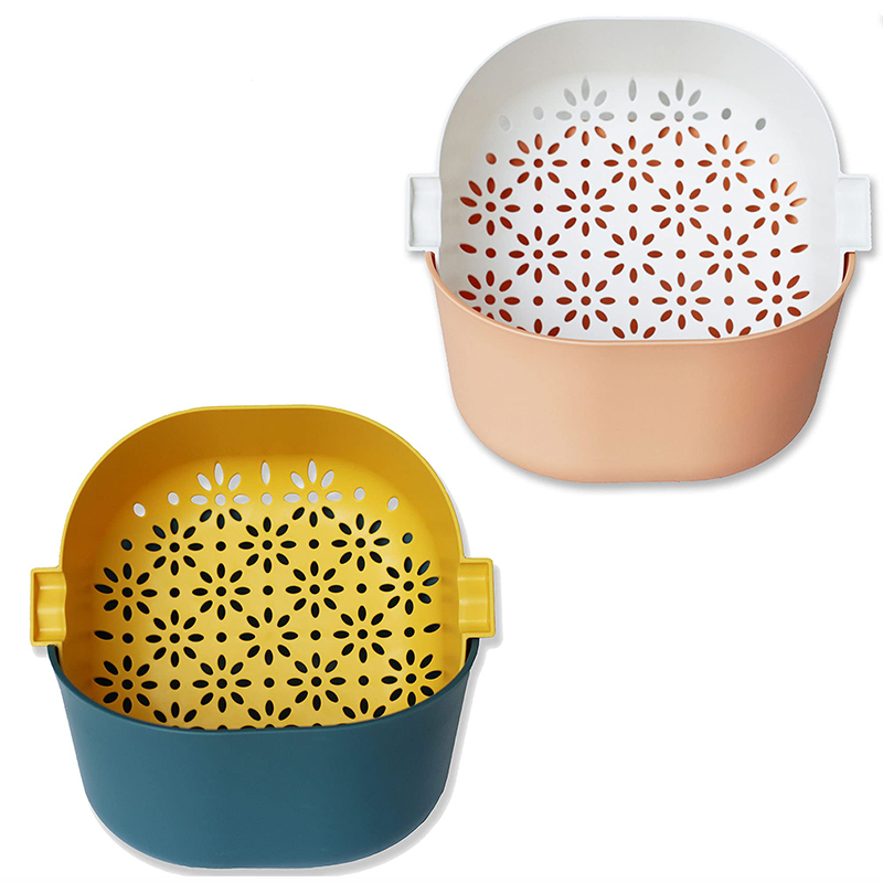 2 in 1 multifunction fruit and vegetable colander strainer, washing basket, salad drain bowl, for vegetable, fruit, meat and noodles soaking, washing, mixing and drain